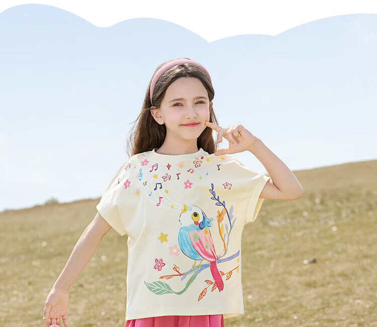 CHANZUIGOU (CHANZUIGOU) [7A Antibacterial Cooling] Girls Printed Set 2026 Summer New Children's Short Sleeve Pants Sports Two-Piece Set 23
